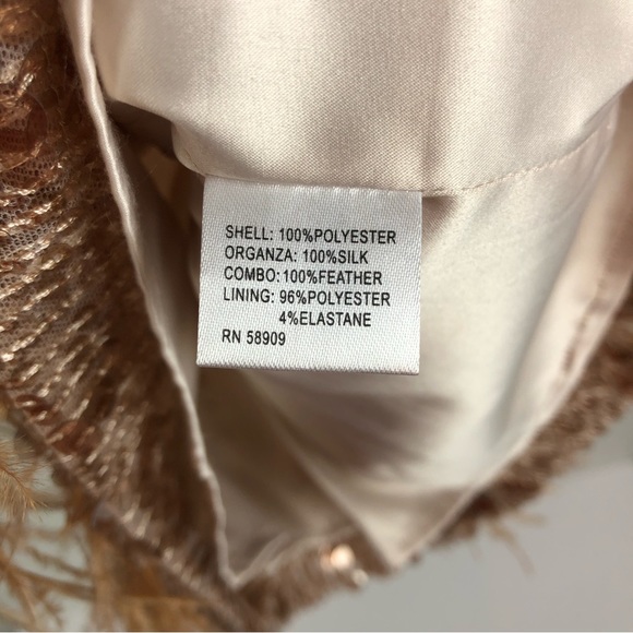 Antonio Melani x Nicola Bathie Rose Gold Sequin Feather Emelia Dress Sz2 NEW - Picture 11 of 13